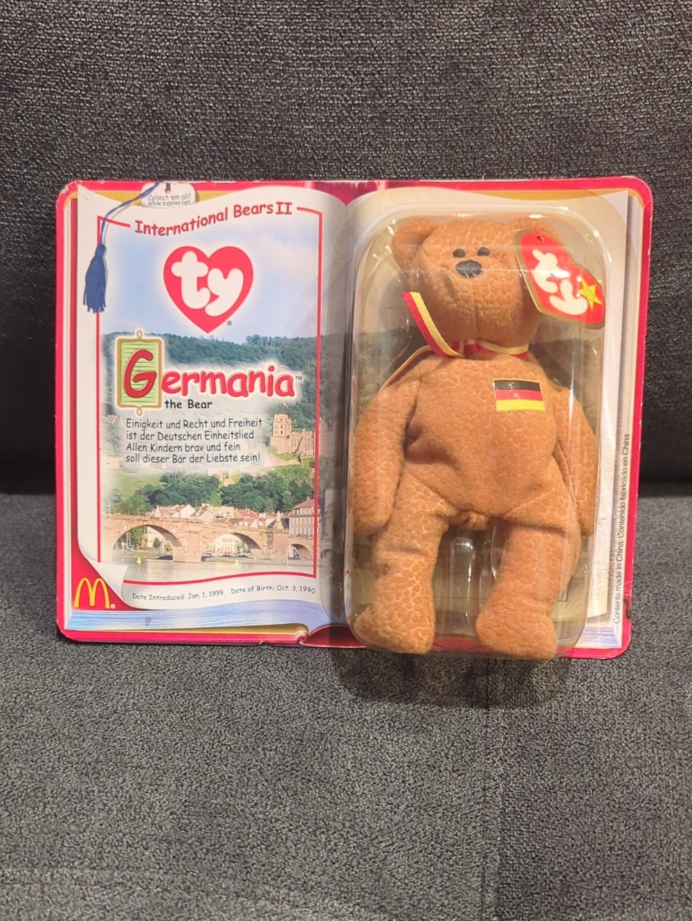 Ty Germania Bear Plush - Brown with Red, Black & Yellow Flag